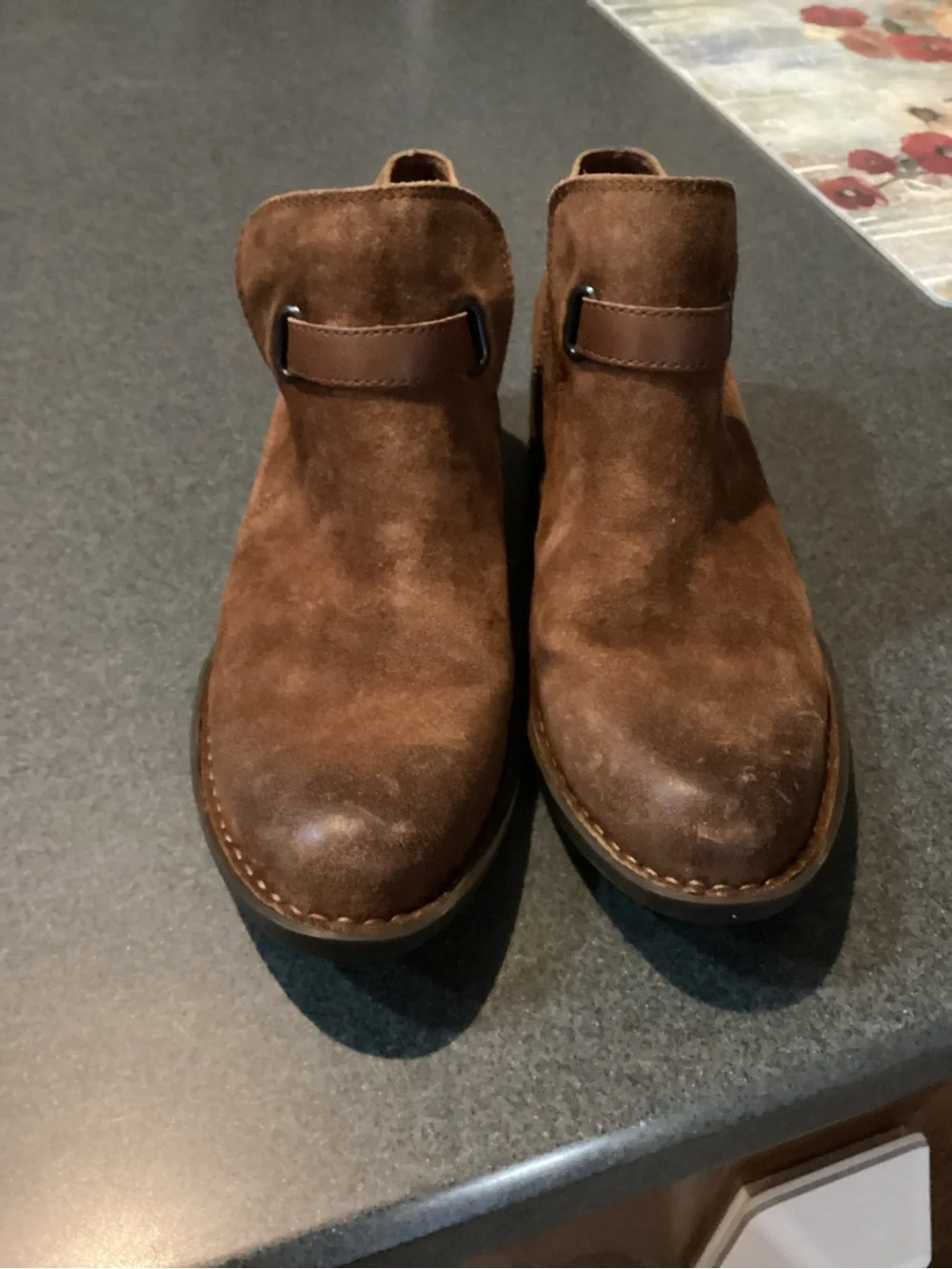 Born Brown Suede Ankle Booties with Strap Detail